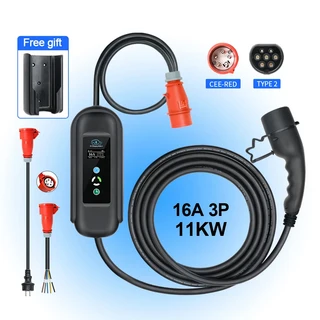 Kolanky EV 충전기 IEC-62169 플러그 조정 전류 타이머 하이브리드 자동차 5M 케이블 16A 11KW 타입 2, 01 빠른, 01 Type2, 04 2 Adaptors