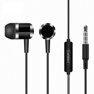 HiFi超立體降噪重低音3.5mm入耳式有線耳機，3.5mm通用接口，黑色入耳式耳機, 黑色, ET-E28