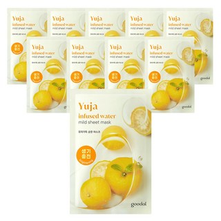 구달 유자 가득 순한 마스크팩 미백 생기충전 (AD), 1개입, 10개