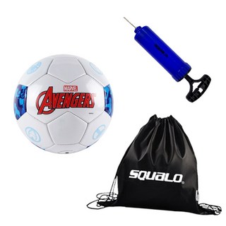 어린이 유아 주니어 디즈니 마블 어벤져스 축구공 4호, 블루 + SQUALO 공가방 & 펌프, 1개