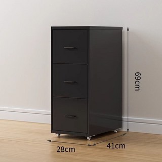 鐵皮收納櫃 磁吸收納櫃 書桌桌下鐵皮抽屜式收納櫃 移動鐵皮櫃 抽屜櫃 儲物櫃 辦公桌底桌下櫃, 【黑色】大三抽