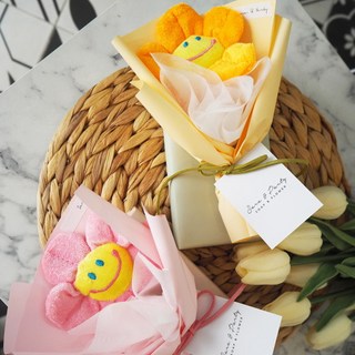 비니미니 빼빼로데이 스마일꽃인형 미니다발 세트, 진핑크, 1곽