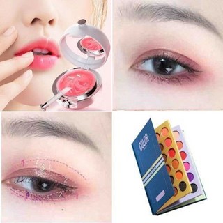 72色三層立體書本眼影盤 珠光亮片 舞台妝眼影, 1個, 72色書本眼影+唇膜