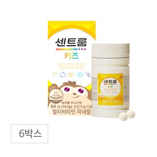 센트룸 키즈 멀티비타민 미네랄 바나나맛 GT, 60정, 6개