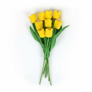 인조 조화 튤립 9송이 세트, 1개, 옐로우 9송이