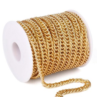 33피트 대형 알루미늄 커브 쿠바 체인 10M 금/은 도금 트위스트 케이블 링크 체인 보석 DIY 공예용 스풀 포함