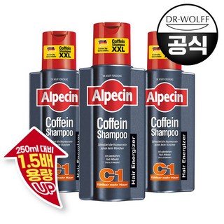 알페신 카페인 샴푸 C1 (모발 강화) 375ml, 3개