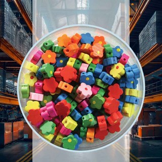 나무비즈 꽃 색상혼합 목걸이만들기 컬러비즈 비즈재료 나무구슬 악세사리부자재 비즈공예