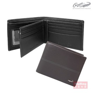 Crocodile 鱷魚 皮夾 雅仕經典 7卡透明窗短夾 義大利真皮男夾 0203-3602