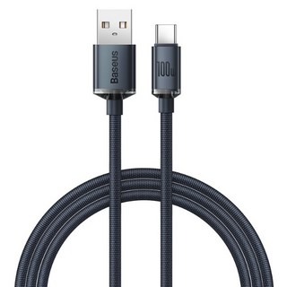【勁昕科技】倍思 晶耀系列快充數據線USB to Type-C 100W，支援多種設備快速充電，傳輸穩定，堅固耐用, 1.2m-黑, 1個