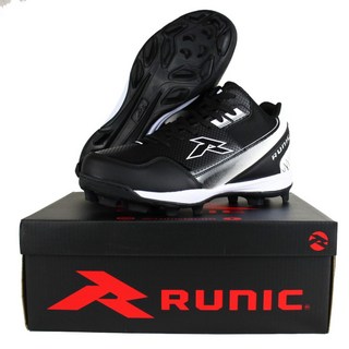 沃德國際 RUNIC 低筒膠釘鞋 棒球／壘球專用, 黑白,US9.5(27.5CM), 1個