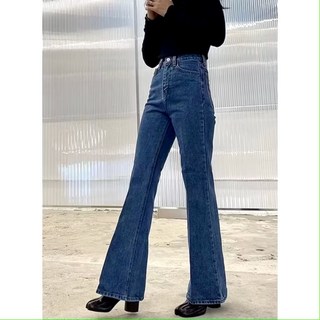 CHILL現貨 FSY韓系微喇叭高腰彈力牛仔褲，高腰顯瘦喇叭褲，女生必備時尚直筒褲