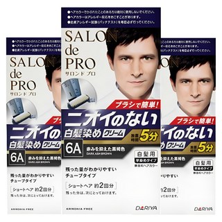살롱드프로무향료맨즈스피디 5분 남성용 염색약 새치커버 일본염색약, 6A붉은빛을억제한자연흑갈색, 3개
