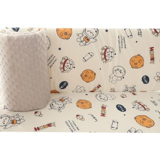 Mommywant 嬰兒床圍 3D豆豆絨 雙面使用, 太空動物