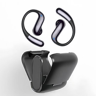 Sunnote 무선 블루투스 이어폰 오픈형 귀걸이형 고음질 AI ENC 노이즈 캔슬링 최신형 블루투스 V6.0 스포츠 비즈니스 이어폰, 블랙, DS03