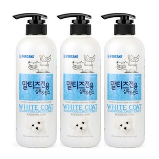강아지 샴푸 린스 겸용 말티즈 전용 550ml 포비스 하얀털 흰색 백모 향좋은, 3개