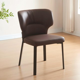 쿠리브 가정용 편안한 식당 의자 캐주얼 가죽 식탁의자, 1개, 브라운(411)