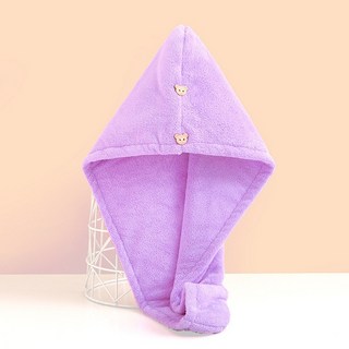 超強吸水乾髮帽 包頭巾 毛巾 浴帽 擦髮巾, 1個, 雙層加厚-紫色