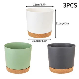 다육이화분 3PCS 원예 꽃 냄비 원형 식물 홈 실내 즙이 많은 재배자 배수 트레이 데스크탑 분재 화분 분지, [04] Colour mixture