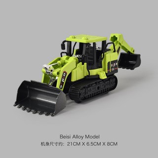 仿真合金挖掘機 兒童挖機 工程車 慣性玩具 男孩寶寶 推土機玩具車, 慣性合金兩用車（綠色）合金推鬥, 1個