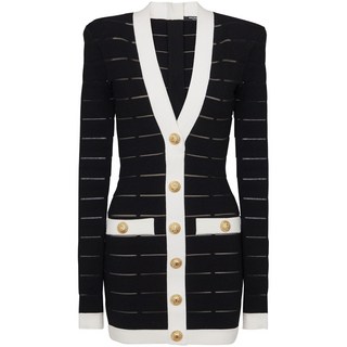 발망 버튼 장식 니트 미니 드레스