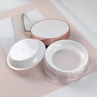 shangren 가루망 파우더 용기 뷰티 원형 파우더 가루 공병 20g, 로즈 골드 클리어, 플라스틱, 1개