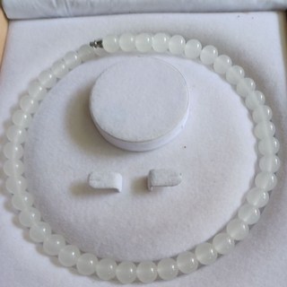 羊脂白玉圓珠項鍊10米長款，簡約設計，優雅氣質，手工製作，自由調整