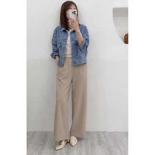 韓標 英文織帶西裝休閒寬褲 #0856