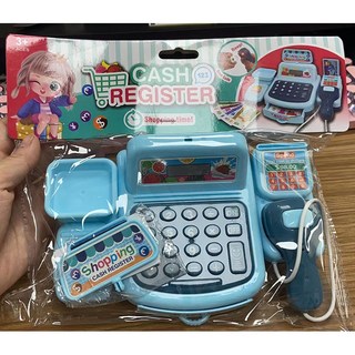 兒童過家家玩具超市收銀機仿真便利店收銀臺模型, 藍色-卡頭袋, 1個