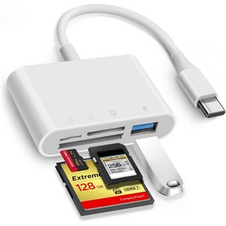 OPxjzws SD 카드 리더 USB-C-마이크로 SD/TF/CF 메모리 아이폰 15 아이패드 프로 맥북용 4in1 USB 타입 C 카메라 어댑터 SD/마이크로 SD/T, OPxjzws SD 카드 리더, USB-C-마이크로 S, 1개