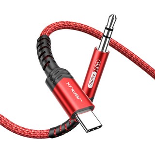 JSAUX 오디오 C타입 to AUX 케이블 차량용 옥스선 HIFI 음질 스마트 DAC 칩 1m 레드, 1개