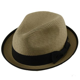 에포크 남성 클래식 트래블 크러쉬 투톤 더비 페도라 업턴 컬 브림 모자