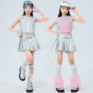 클로이클로젯 꿈꾸는 마음 주니어 여아 화이트 핑크 실버수술 귀여운 걸그룹 케이팝 무대의상