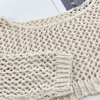 Fee現貨8色 鏤空針織洞洞超短版上衣 針織長袖 洞洞針織 鏤空針織衫 韓系女裝