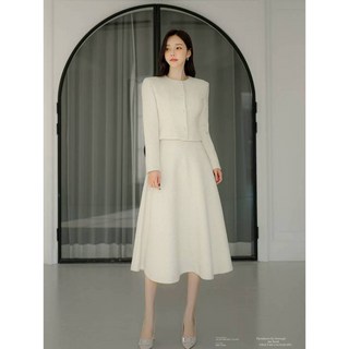 韓國圓領外套散裙套裝 氣質婚禮套裝