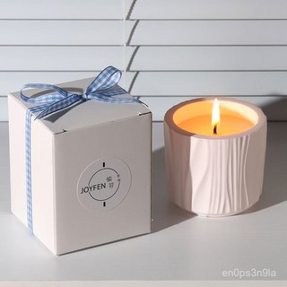 香薰蠟燭ins小衆禮盒 高顔值生日禮物 設計感女生閨蜜伴手禮石膏杯, 1個, 質感滿滿粉石膏杯,清新淡雅-英國梨小蒼蘭