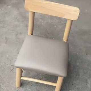 椅凳 板凳 換鞋凳 凳子 小凳子 木頭椅 椅子 實木凳子 實木靠背椅家用客廳小椅子吃飯餐椅, 原木色+灰墊【32*32*50cm】, 1個