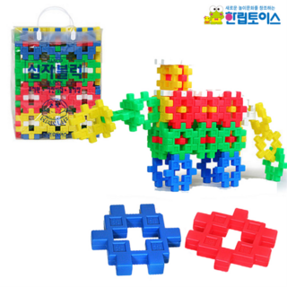 [한립토이스] 십자블럭 5색 50pcs 113x113 사각블럭 와플블럭 학습교육완구 교구, 1개