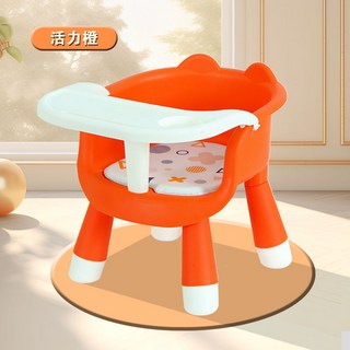 BABEXING 寶寶餐椅，高矮可調，可躺可坐，多功能折疊嬰兒餐桌椅, 橙色餐椅