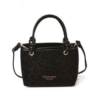 復古豹紋手提包 包包女 2026新款單肩斜挎包, 黑色