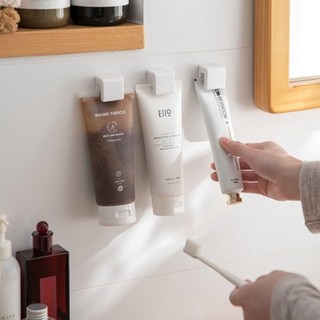 무타공 치약 걸이 꽂이 거치대 폼클렌징 선크림 튜브 1+1+1, 화이트 1+1+1