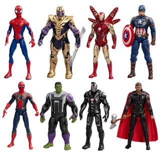 마블 어벤져스 액션 피규어 세트 18cm 아이언맨 스파이더맨 토르 헐크 8종 캡틴 아메리카, 1개
