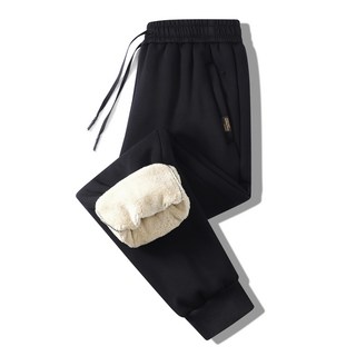 男士商務休閒長褲 大碼加絨加厚保暖純棉羊羔毛運動褲