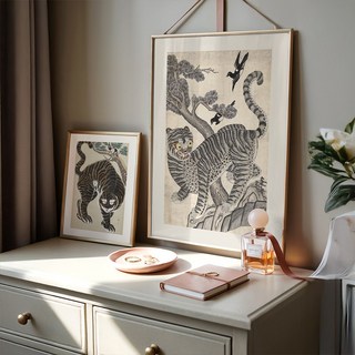 한국화 민화 풍속화 까치와 호랑이 호작도 인테리어 캔버스 포스터 인테리어/02.호작도, A2 캔버스 포스터(420x594mm)