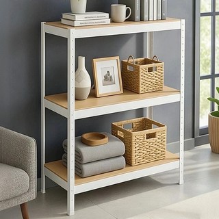 넬리 무볼트 철제 조립식 앵글 선반, 3단, 화이트