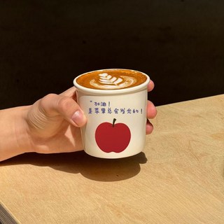 ins小衆手繪蘋果陶瓷馬克杯 可愛手握水杯 翻口牛奶咖啡杯 情侶款, 1個, 蘋果無把手杯320ml