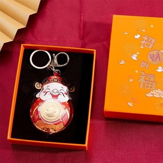 周家轉運財神鑰匙扣足金風生水起福葫蘆掛飾包包掛件車掛活動禮品招財擺件裝飾擺件招財小物招財進寶開幕送禮開店賀禮開店禮物招財, 黃金萬兩（配包裝, 1個