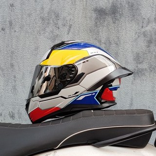 ORZ 賽車安全帽 3C認證 全罩式機車頭盔 （銀鏡）, 高達/藍（銀鏡）,XXL