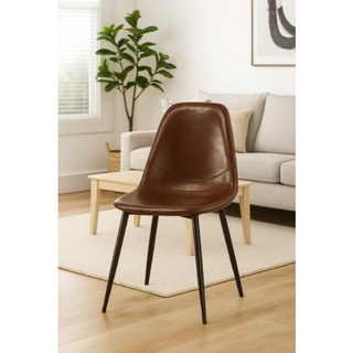 賀雅家居 西弗爾餐椅 棕色皮/綠色皮 五金腳休閒椅 北歐風 台灣製造 免組裝, 棕色皮, 1個