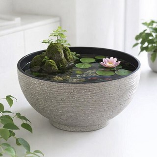 앙플러스 가벼운 대형 연꽃 수반 수경 화분 어항, 스톤그레이